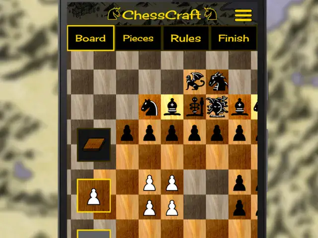 Spielszene aus ChessCraft mit selbst zusammengestelltem Schachbrett