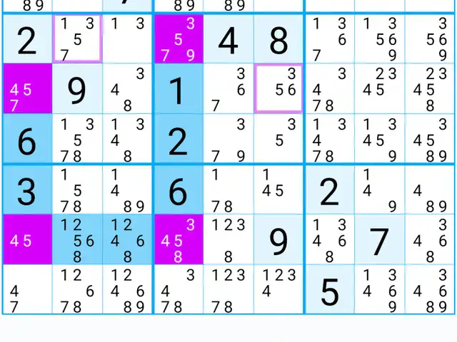 Spielszene aus Open Sudoku mit teilweise gefülltem Zahlenraster